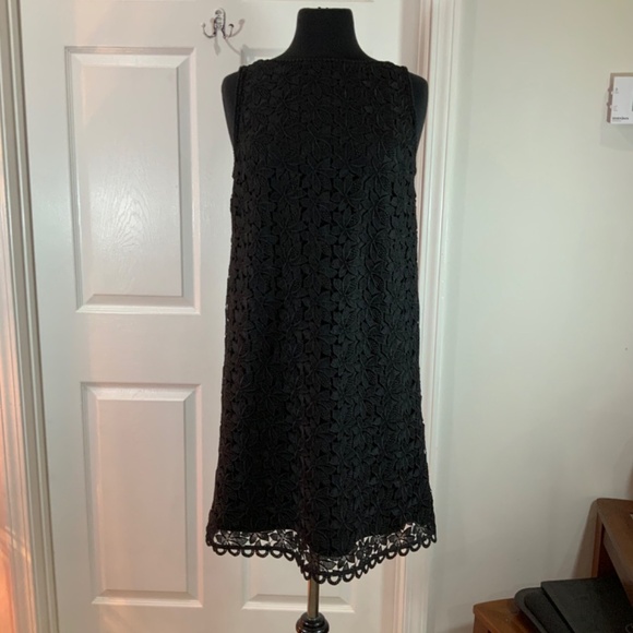 Kate Spade Leaf Lace Black Sleeveless Shift Dress Size 8 - Picture 13 of 13